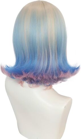 Sinclair Costume Wigs Short Wavy Colorful Blonde Blue Pink Ombre Wigs for Women Cosplay Halloween Party Side Part in Saudi Arabia