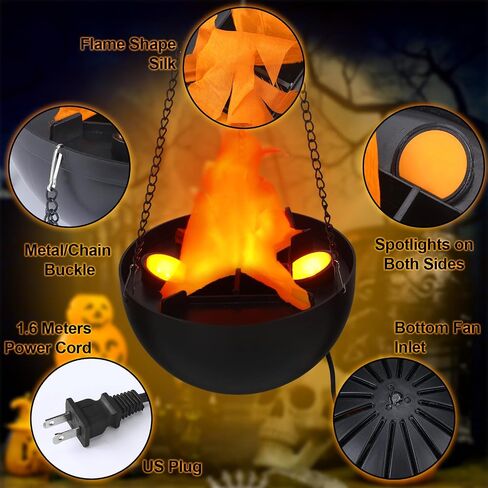 4 Pcs Halloween 3D Fake Fire Light 110v Artificial Hanging LED Flame Light Realistic Campfire Halloween Lamp Prop Flame for Christmas, Festival, Night Club, Party Decor in Saudi Arabia