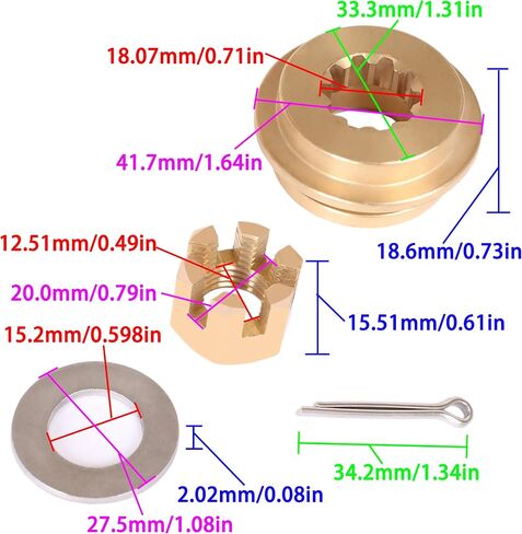 Boat Engine 90506-ZV7-020 010 000 Thrust Washer, 90301-ZV7-000 Castle Nut, 90508-ZV7-000 Spacer, 90758-ZV1-000 Split Pin for Honda 25HP 30HP Outboard Motor Propeller Hardware Kit in Saudi Arabia