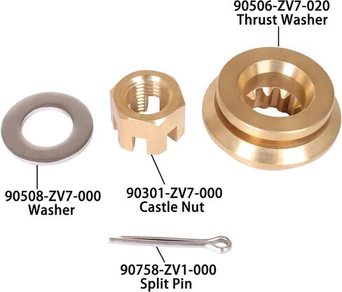 Boat Engine 90506-ZV7-020 010 000 Thrust Washer, 90301-ZV7-000 Castle Nut, 90508-ZV7-000 Spacer, 90758-ZV1-000 Split Pin for Honda 25HP 30HP Outboard Motor Propeller Hardware Kit in Saudi Arabia