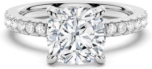 MSBLUE® Moissanite Engagement Ring, 2.0-3.0 CT Cushion Cut with Pavé Band, D Color VVS1 Moissanite Diamond, 14K Gold Vermeil, Gifts for Women in Kuwait