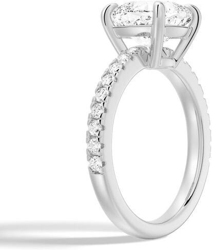 MSBLUE® Moissanite Engagement Ring, 2.0-3.0 CT Cushion Cut with Pavé Band, D Color VVS1 Moissanite Diamond, 14K Gold Vermeil, Gifts for Women in Kuwait