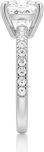 MSBLUE® Moissanite Engagement Ring, 2.0-3.0 CT Cushion Cut with Pavé Band, D Color VVS1 Moissanite Diamond, 14K Gold Vermeil, Gifts for Women in Kuwait