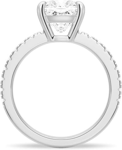 MSBLUE® Moissanite Engagement Ring, 2.0-3.0 CT Cushion Cut with Pavé Band, D Color VVS1 Moissanite Diamond, 14K Gold Vermeil, Gifts for Women in Kuwait