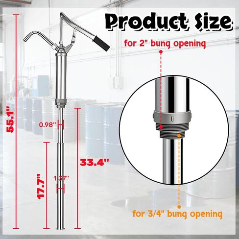 Lever Action Barrel Pump, 5-55 Gallon Heavy Duty Drum Pump with Telescoping Suction Tube, Multi-Purpose Liquid Oil Manual Hand Transfer Pumps for Motor Oil, Lubricants in Saudi Arabia