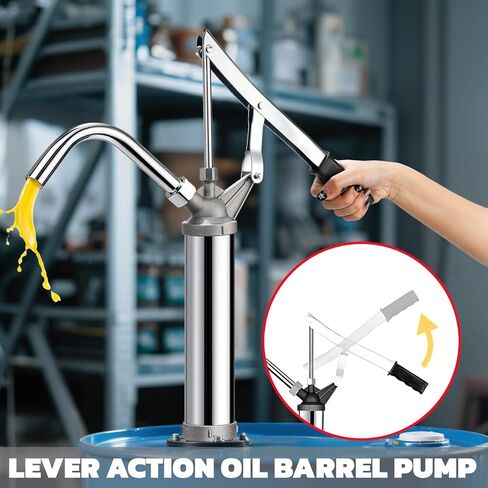 Lever Action Barrel Pump, 5-55 Gallon Heavy Duty Drum Pump with Telescoping Suction Tube, Multi-Purpose Liquid Oil Manual Hand Transfer Pumps for Motor Oil, Lubricants in Saudi Arabia