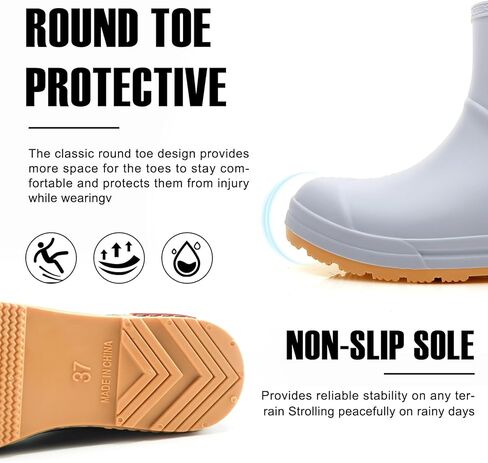 Rain Boots Women and Men Superior Anti-Slip Waterproof Rubber Boots Casual Chealsea Classic Ankle Boots Durable Rain Shoes Mud Rubber Booties for Work PVC Garden Shoes for Sailing Fishing and Camping in Saudi Arabia
