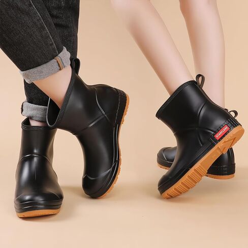 Rain Boots Women and Men Superior Anti-Slip Waterproof Rubber Boots Casual Chealsea Classic Ankle Boots Durable Rain Shoes Mud Rubber Booties for Work PVC Garden Shoes for Sailing Fishing and Camping in Saudi Arabia