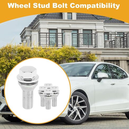 5 Pcs M14x1.5 Wheel Lug Stud for Volvo V70 2001-2007 Front Rear Wheel Stud Bolt Set No.9485474 Alloy Steel Silver Tone in Saudi Arabia