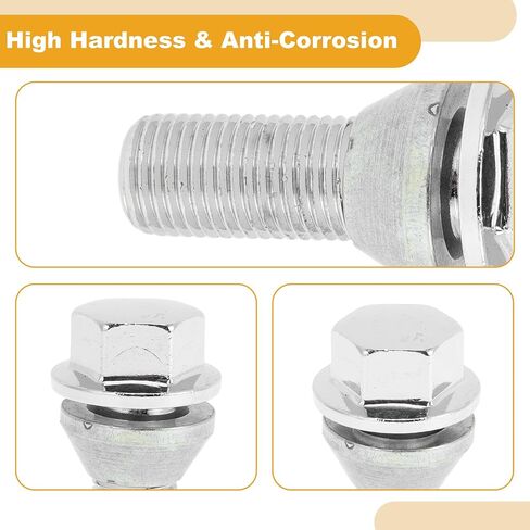 5 Pcs M14x1.5 Wheel Lug Stud for Volvo V70 2001-2007 Front Rear Wheel Stud Bolt Set No.9485474 Alloy Steel Silver Tone in Saudi Arabia