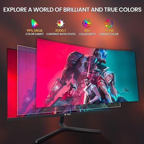 CRUA 27" White Monitor, Full HD(1920x1080P) VA Panel 1800R 75HZ 99% sRGB Curved Computer Monitors, 3Sides Frameless, Flicker-Less,Blue Light Filter, Wall Mountable/Tilt Adjustable for Office & Gaming in Saudi Arabia