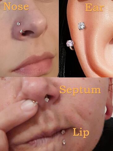 Longita 6mm 7mm 8mm 18g Horseshoe Nose Ring for Women Double Gem Horse Shoe Nose Ring Hoop Surgical Steel Gold Cartilage Helix Tragus Earring Hoops Labret Lip Piercing Jewelry Small Septum Rings 18g in Saudi Arabia