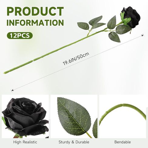 Tifuly Red Roses Artificial Flower, 12Pcs Realistic Long Single Stem Fake Silk Red Roses Bouquet for Party Home Wedding Centerpiece Hotel Office Christmas Decor（Burgundy） in Kuwait