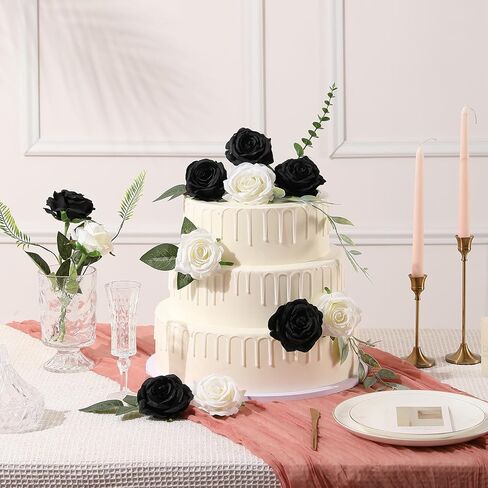 Tifuly Red Roses Artificial Flower, 12Pcs Realistic Long Single Stem Fake Silk Red Roses Bouquet for Party Home Wedding Centerpiece Hotel Office Christmas Decor（Burgundy） in Kuwait