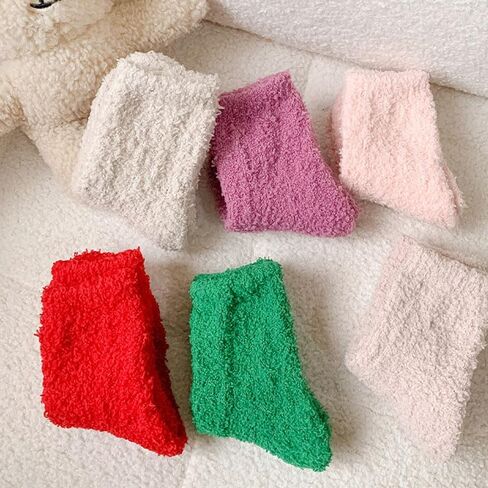 Kids Toddler Little Girls Boys Fashion Cotton Fuzzy Crew Cute Socks -3 Pairs in Saudi Arabia