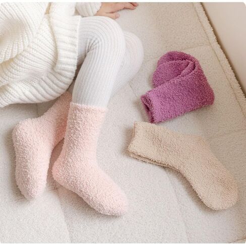 Kids Toddler Little Girls Boys Fashion Cotton Fuzzy Crew Cute Socks -3 Pairs in Saudi Arabia