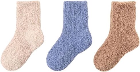 Kids Toddler Little Girls Boys Fashion Cotton Fuzzy Crew Cute Socks -3 Pairs in Saudi Arabia