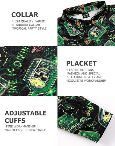 Men's Halloween Novelty Button Down Long Sleeve Shirt, S-4XL in Kuwait