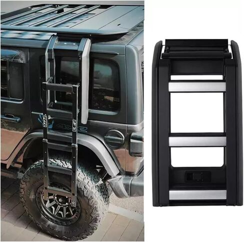 قابلة للطي مصعد سلم الإطار الواقي يناسب Wrangler JL/JLU 2018-2023 2024 نافذة سقف سلم سلم أسود in Saudi Arabia