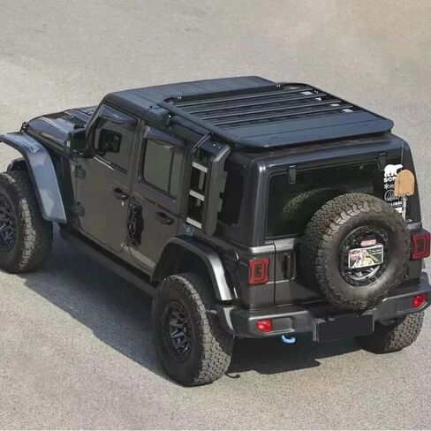 قابلة للطي مصعد سلم الإطار الواقي يناسب Wrangler JL/JLU 2018-2023 2024 نافذة سقف سلم سلم أسود in Saudi Arabia
