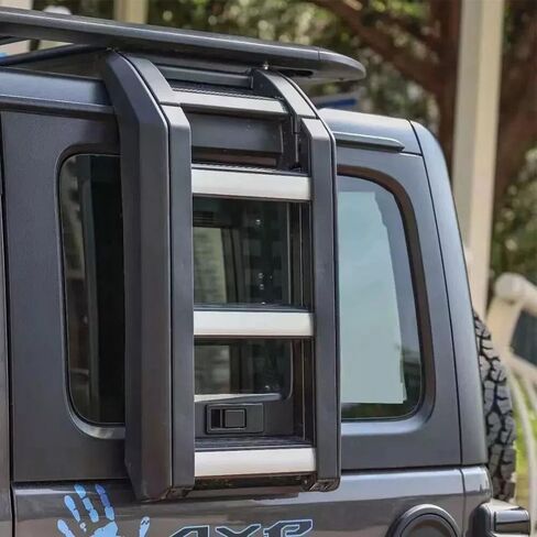 قابلة للطي مصعد سلم الإطار الواقي يناسب Wrangler JL/JLU 2018-2023 2024 نافذة سقف سلم سلم أسود in Saudi Arabia