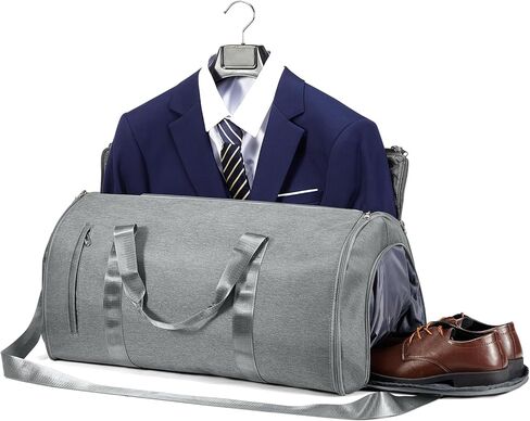 Garment Bags For Travel,Convertible Garment Bag With Shoulder Strap,Professional Carry On Duffel Bag For Men Women-2 In 1 Hanging Foldable Weekender Travel Suit Bags,Black Grey in Kuwait