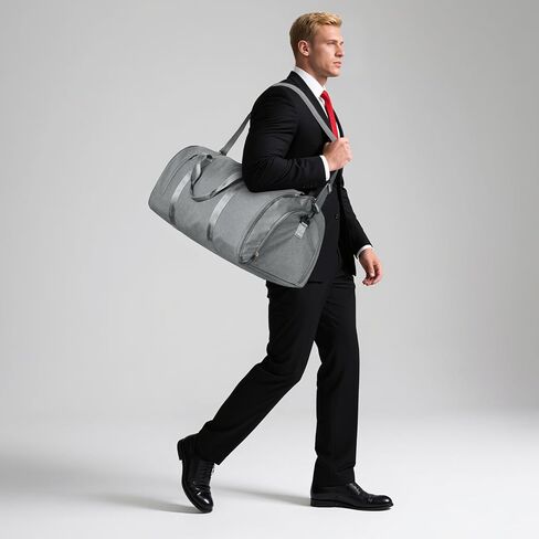 Garment Bags For Travel,Convertible Garment Bag With Shoulder Strap,Professional Carry On Duffel Bag For Men Women-2 In 1 Hanging Foldable Weekender Travel Suit Bags,Black Grey in Kuwait