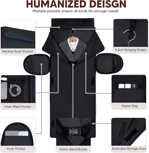 حمل أكياس الملابس للسفر ، حقيبة مزج قابلة للتحويل للنساء للرجال ، 2 في حقيبة واحدة من الدعوى ، حقيبة القراصنة القراصنة مع مقصورة الأحذية وشراب كتف قابلة للفصل in Kuwait