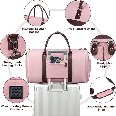 حمل أكياس الملابس للسفر ، حقيبة مزج قابلة للتحويل للنساء للرجال ، 2 في حقيبة واحدة من الدعوى ، حقيبة القراصنة القراصنة مع مقصورة الأحذية وشراب كتف قابلة للفصل in Kuwait