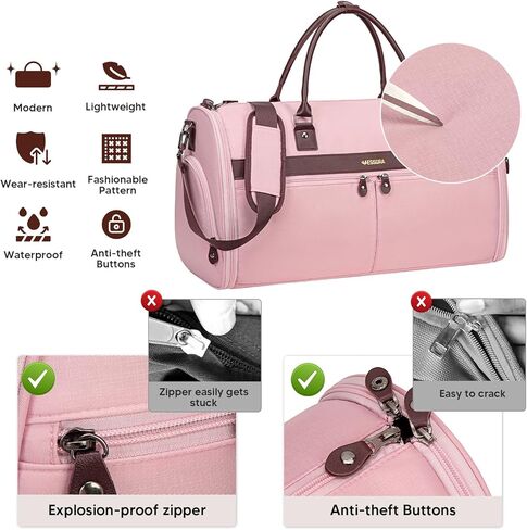 حمل أكياس الملابس للسفر ، حقيبة مزج قابلة للتحويل للنساء للرجال ، 2 في حقيبة واحدة من الدعوى ، حقيبة القراصنة القراصنة مع مقصورة الأحذية وشراب كتف قابلة للفصل in Kuwait