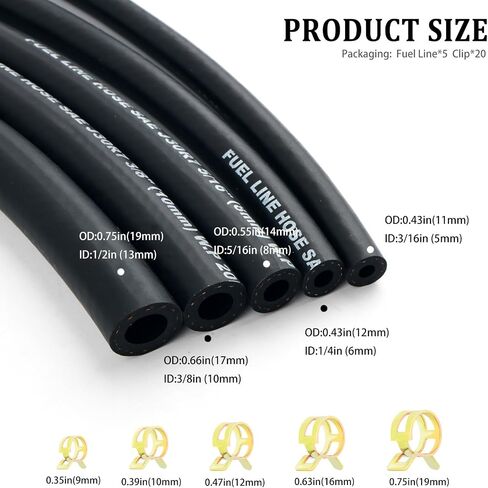 5pcs 3.28 قدم خراطيم خرطوم خط الوقود ، متعددة الأغراض 3/16 "5/16" 3/8 "1/2" 1/4 "5 حج in Kuwait