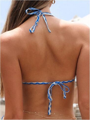 Wdirara Women's Floral Halter Bikini Top Top Top Backless String Triangle Swimsuit Tops in Saudi Arabia