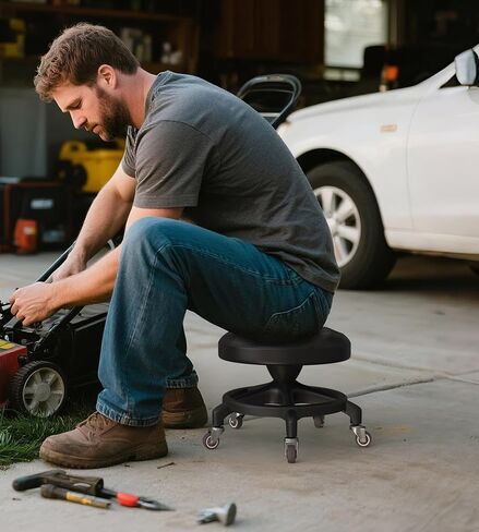 تم ترقيته براز متداول منخفضة مع عجلات مطاطية سلسة 360 درجة-450 رطلا ، PU SEAT وقاعدة مكافحة النقطة | مثالي للمنزل ، المكتب ، صالون ، ورشة عمل ، ميكانيكي ، مرآب ، أسود in Kuwait
