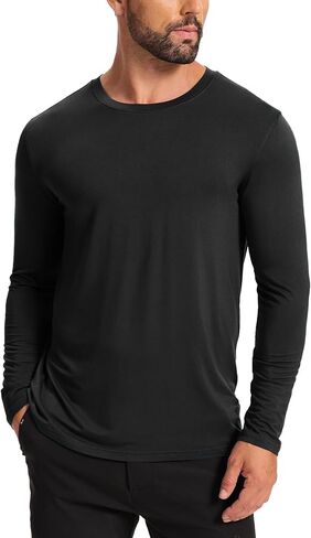 GYS Men's Pajama Top Bamboo Viscose Cloud-Soft Long Sleeve Loungewear Moisture-Wicking Relaxed Fit Sleep Shirt in Saudi Arabia