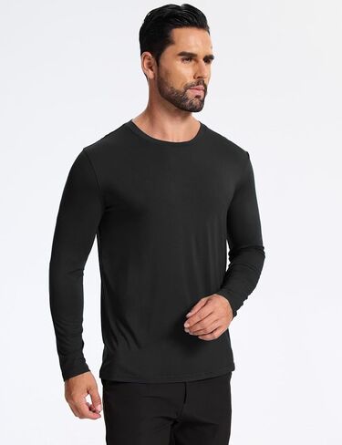 GYS Men's Pajama Top Bamboo Viscose Cloud-Soft Long Sleeve Loungewear Moisture-Wicking Relaxed Fit Sleep Shirt in Saudi Arabia