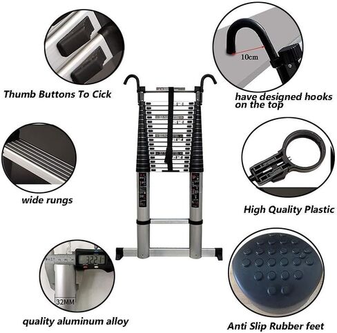 Telesladder Ladders Climbcopiladder with Stabilizer Bar Aluminumextension Ladder 440 Pounds Capacity Marriage/5.8M/19 Ft in Saudi Arabia