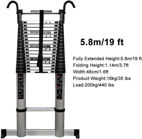 Telesladder Ladders Climbcopiladder with Stabilizer Bar Aluminumextension Ladder 440 Pounds Capacity Marriage/5.8M/19 Ft in Saudi Arabia