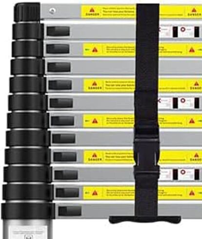 16.5FT Telescoping Ladder, Aluminum Extension Ladder w/Triangle Stabilizers and Non-Slip Feet, 330lbs Capacity Retractable Extendable Ladder for Home, Work, RV and Outdoor Silver in Kuwait