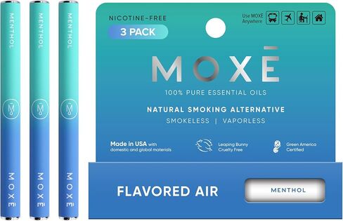 Moxe menthol menthol inhaler | الدعم المنعش غير الكهربائي النكهة غير الكهربائية | التثبيت عن طريق الفم الزيوت العطرية ، والرغبة في الإغاثة - 3 حزمة in Saudi Arabia