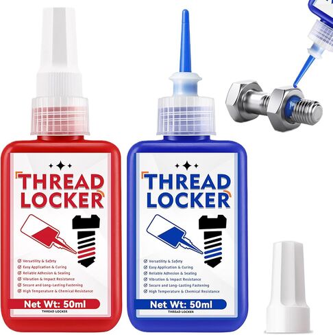 الخزانة الخيط ، 50 مل من threadlocker (قوة متوسطة) و Red Threadlocker (قوة عالية) للمكسرات ، البراغي والسحابات ، الغراء المسمار لتجنب التغلب والتسرب بشكل فعال وأولي in Saudi Arabia