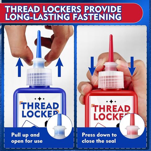 الخزانة الخيط ، 50 مل من threadlocker (قوة متوسطة) و Red Threadlocker (قوة عالية) للمكسرات ، البراغي والسحابات ، الغراء المسمار لتجنب التغلب والتسرب بشكل فعال وأولي in Saudi Arabia