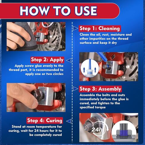 الخزانة الخيط ، 50 مل من threadlocker (قوة متوسطة) و Red Threadlocker (قوة عالية) للمكسرات ، البراغي والسحابات ، الغراء المسمار لتجنب التغلب والتسرب بشكل فعال وأولي in Saudi Arabia