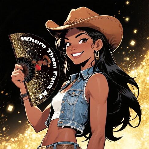 Western Line Dance Hand Fan,Where Them Fans at Clack Fan, Cowgirl Clacking Fan, Popping Fan for Country Dancing, Large 26 Inch Festival Folding Fans, Boots On The Ground Performance Fans (Gold) in Saudi Arabia