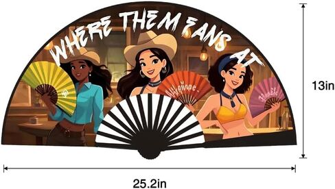 Western Line Dance Hand Fan ، حيث هم المشجعون في Clack Fan ، Cowgirl Clacking Fan ، Proping Fan for Country Dancing ، عشاق مهرجان كبير 26 بوصة ، أحذية على Ground Performance Fans (الذهب) in Kuwait