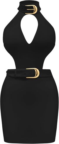 JW Pei Women's Gabriella Bretted Cutout Halter Mini Dress in Kuwait