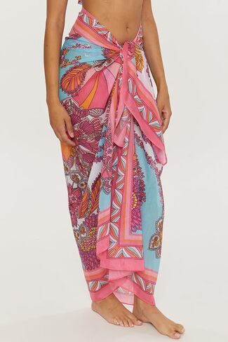 Trina Turk Women's Standard Meilani Pareo, Casual, Floral Print, Beach Cover Ups, Multicolor in Saudi Arabia