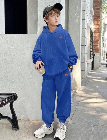 ملابس الأولاد مضلعة صلبة طويلة الأكمام قميص من النوع الثقيل والرواط العرق 2 مساءً ملابس الشتاء الخريف لمدة 6-14 سنة in Kuwait