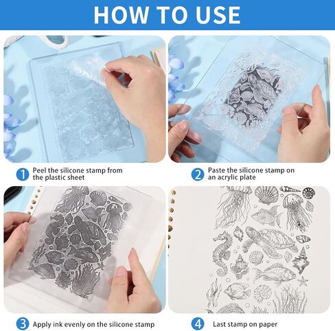 GLOBLELAND Sea Turtle Clear Stamps for DIY Scrapbooking Sea Ainmals Silicone Stamp Seals Seahorses Transparent Stamps for Cards Making Photo Album Journal Home Decoration 6.3×4.33inch in Saudi Arabia