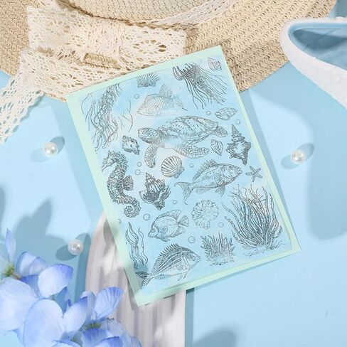 GLOBLELAND Sea Turtle Clear Stamps for DIY Scrapbooking Sea Ainmals Silicone Stamp Seals Seahorses Transparent Stamps for Cards Making Photo Album Journal Home Decoration 6.3×4.33inch in Saudi Arabia