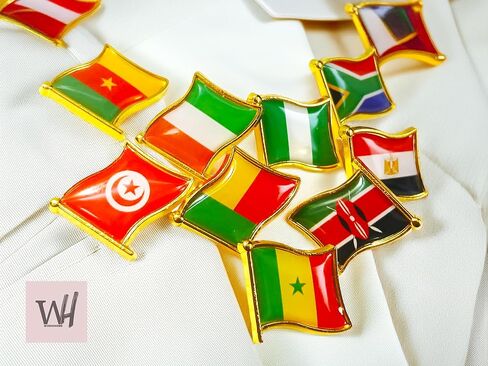 2 Pack African Shape Country Lapel Pin Badge + Flag brooch | African Emblem | Button Souvenir Cultural Pride in Saudi Arabia
